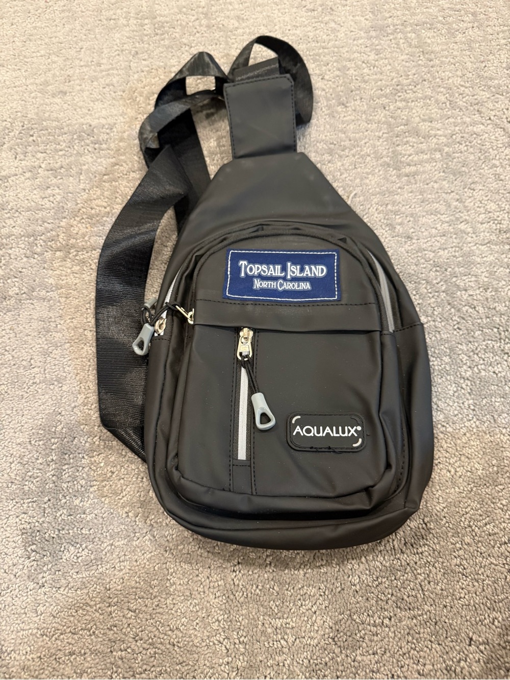 Topsail Island Aqualux Black Sling Crossbody Bag for Men